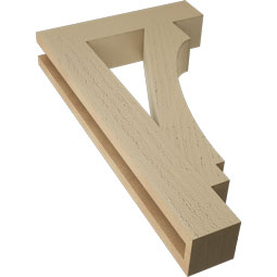 Ekena Millwork - BKTUR035X16X28IMP05RCPR - Timberthane Faux Wood Imperial Style Bracket, Block Ends, 3 1/2"W x 16"D x 28"H, Primed Tan