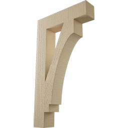 Ekena Millwork - BKTUR035X16X28IMP05RCPR - Timberthane Faux Wood Imperial Style Bracket, Block Ends, 3 1/2"W x 16"D x 28"H, Primed Tan