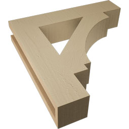 Ekena Millwork - BKTUR035X18X18IMP05RCPR - Timberthane Faux Wood Imperial Style Bracket, Block Ends, 3 1/2"W x 18"D x 18"H, Primed Tan