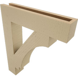 Ekena Millwork - BKTUR035X18X22IMP05RCPR - Timberthane Faux Wood Imperial Style Bracket, Block Ends, 3 1/2"W x 18"D x 22"H, Primed Tan