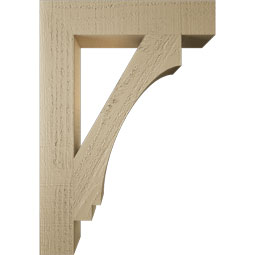Ekena Millwork - BKTUR035X18X26IMP05RCPR - Timberthane Faux Wood Imperial Style Bracket, Block Ends, 3 1/2"W x 18"D x 26"H, Primed Tan