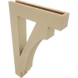 Ekena Millwork - BKTUR035X18X30IMP05RCPR - Timberthane Faux Wood Imperial Style Bracket, Block Ends, 3 1/2"W x 18"D x 30"H, Primed Tan