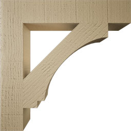 Ekena Millwork - BKTUR035X20X20IMP05RCPR - Timberthane Faux Wood Imperial Style Bracket, Block Ends, 3 1/2"W x 20"D x 20"H, Primed Tan