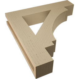 Ekena Millwork - BKTUR035X20X20IMP05RCPR - Timberthane Faux Wood Imperial Style Bracket, Block Ends, 3 1/2"W x 20"D x 20"H, Primed Tan