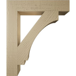 Ekena Millwork - BKTUR035X20X24IMP05RCPR - Timberthane Faux Wood Imperial Style Bracket, Block Ends, 3 1/2"W x 20"D x 24"H, Primed Tan