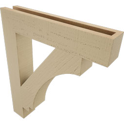 Ekena Millwork - BKTUR035X20X24IMP05RCPR - Timberthane Faux Wood Imperial Style Bracket, Block Ends, 3 1/2"W x 20"D x 24"H, Primed Tan