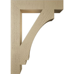 Ekena Millwork - BKTUR035X20X28IMP05RCPR - Timberthane Faux Wood Imperial Style Bracket, Block Ends, 3 1/2"W x 20"D x 28"H, Primed Tan