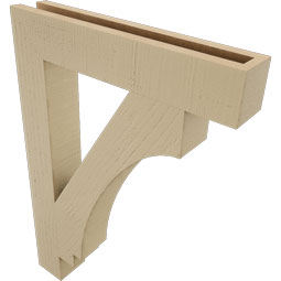 Ekena Millwork - BKTUR035X20X28IMP05RCPR - Timberthane Faux Wood Imperial Style Bracket, Block Ends, 3 1/2"W x 20"D x 28"H, Primed Tan