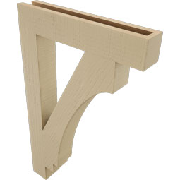 Ekena Millwork - BKTUR035X20X32IMP05RCPR - Timberthane Faux Wood Imperial Style Bracket, Block Ends, 3 1/2"W x 20"D x 32"H, Primed Tan