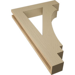 Ekena Millwork - BKTUR035X20X32IMP05RCPR - Timberthane Faux Wood Imperial Style Bracket, Block Ends, 3 1/2"W x 20"D x 32"H, Primed Tan