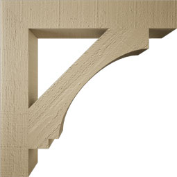 Ekena Millwork - BKTUR035X22X22IMP05RCPR - Timberthane Faux Wood Imperial Style Bracket, Block Ends, 3 1/2"W x 22"D x 22"H, Primed Tan