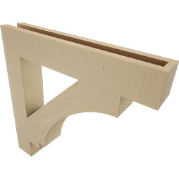 Ekena Millwork - BKTUR035X22X22IMP05RCPR - Timberthane Faux Wood Imperial Style Bracket, Block Ends, 3 1/2"W x 22"D x 22"H, Primed Tan