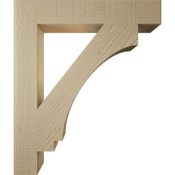 Ekena Millwork - BKTUR035X22X26IMP05RCPR - Timberthane Faux Wood Imperial Style Bracket, Block Ends, 3 1/2"W x 22"D x 26"H, Primed Tan