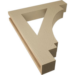 Ekena Millwork - BKTUR035X22X26IMP05RCPR - Timberthane Faux Wood Imperial Style Bracket, Block Ends, 3 1/2"W x 22"D x 26"H, Primed Tan