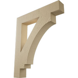 Ekena Millwork - BKTUR035X22X26IMP05RCPR - Timberthane Faux Wood Imperial Style Bracket, Block Ends, 3 1/2"W x 22"D x 26"H, Primed Tan