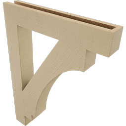 Ekena Millwork - BKTUR035X22X30IMP05RCPR - Timberthane Faux Wood Imperial Style Bracket, Block Ends, 3 1/2"W x 22"D x 30"H, Primed Tan