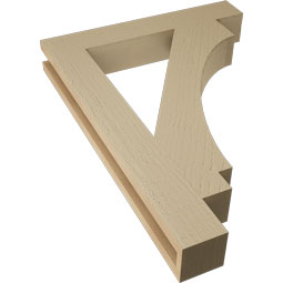 Ekena Millwork - BKTUR035X22X30IMP05RCPR - Timberthane Faux Wood Imperial Style Bracket, Block Ends, 3 1/2"W x 22"D x 30"H, Primed Tan