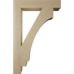 Ekena Millwork - BKTUR035X22X34IMP05RCPR - Timberthane Faux Wood Imperial Style Bracket, Block Ends, 3 1/2"W x 22"D x 34"H, Primed Tan