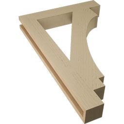 Ekena Millwork - BKTUR035X22X34IMP05RCPR - Timberthane Faux Wood Imperial Style Bracket, Block Ends, 3 1/2"W x 22"D x 34"H, Primed Tan