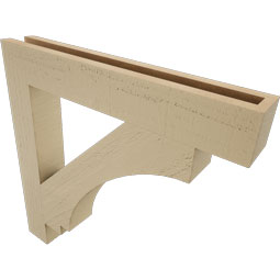 Ekena Millwork - BKTUR035X24X24IMP05RCPR - Timberthane Faux Wood Imperial Style Bracket, Block Ends, 3 1/2"W x 24"D x 24"H, Primed Tan