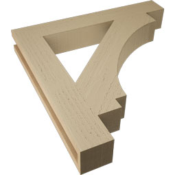 Ekena Millwork - BKTUR035X24X24IMP05RCPR - Timberthane Faux Wood Imperial Style Bracket, Block Ends, 3 1/2"W x 24"D x 24"H, Primed Tan