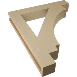 Ekena Millwork - BKTUR035X24X28IMP05RCPR - Timberthane Faux Wood Imperial Style Bracket, Block Ends, 3 1/2"W x 24"D x 28"H, Primed Tan