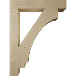 Ekena Millwork - BKTUR035X24X32IMP05RCPR - Timberthane Faux Wood Imperial Style Bracket, Block Ends, 3 1/2"W x 24"D x 32"H, Primed Tan