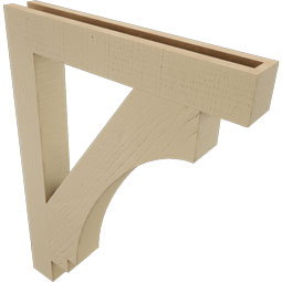 Ekena Millwork - BKTUR035X24X32IMP05RCPR - Timberthane Faux Wood Imperial Style Bracket, Block Ends, 3 1/2"W x 24"D x 32"H, Primed Tan