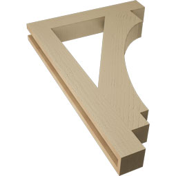 Ekena Millwork - BKTUR035X24X36IMP05RCPR - Timberthane Faux Wood Imperial Style Bracket, Block Ends, 3 1/2"W x 24"D x 36"H, Primed Tan