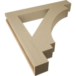 Ekena Millwork - BKTUR035X26X26IMP05RCPR - Timberthane Faux Wood Imperial Style Bracket, Block Ends, 3 1/2"W x 26"D x 26"H, Primed Tan