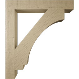 Ekena Millwork - BKTUR035X26X30IMP05RCPR - Timberthane Faux Wood Imperial Style Bracket, Block Ends, 3 1/2"W x 26"D x 30"H, Primed Tan