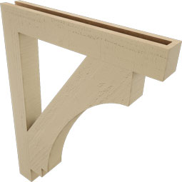 Ekena Millwork - BKTUR035X26X34IMP05RCPR - Timberthane Faux Wood Imperial Style Bracket, Block Ends, 3 1/2"W x 26"D x 34"H, Primed Tan