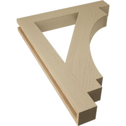 Ekena Millwork - BKTUR035X26X34IMP05RCPR - Timberthane Faux Wood Imperial Style Bracket, Block Ends, 3 1/2"W x 26"D x 34"H, Primed Tan