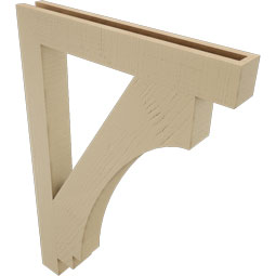 Ekena Millwork - BKTUR035X26X38IMP05RCPR - Timberthane Faux Wood Imperial Style Bracket, Block Ends, 3 1/2"W x 26"D x 38"H, Primed Tan