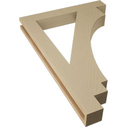 Ekena Millwork - BKTUR035X26X38IMP05RCPR - Timberthane Faux Wood Imperial Style Bracket, Block Ends, 3 1/2"W x 26"D x 38"H, Primed Tan