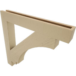 Ekena Millwork - BKTUR035X28X28IMP05RCPR - Timberthane Faux Wood Imperial Style Bracket, Block Ends, 3 1/2"W x 28"D x 28"H, Primed Tan
