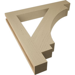 Ekena Millwork - BKTUR035X28X28IMP05RCPR - Timberthane Faux Wood Imperial Style Bracket, Block Ends, 3 1/2"W x 28"D x 28"H, Primed Tan