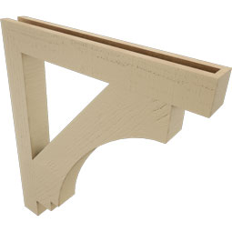 Ekena Millwork - BKTUR035X28X32IMP05RCPR - Timberthane Faux Wood Imperial Style Bracket, Block Ends, 3 1/2"W x 28"D x 32"H, Primed Tan