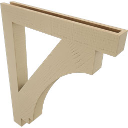 Ekena Millwork - BKTUR035X28X36IMP05RCPR - Timberthane Faux Wood Imperial Style Bracket, Block Ends, 3 1/2"W x 28"D x 36"H, Primed Tan