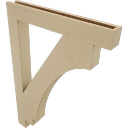 Ekena Millwork - BKTUR035X28X40IMP05RCPR - Timberthane Faux Wood Imperial Style Bracket, Block Ends, 3 1/2"W x 28"D x 40"H, Primed Tan