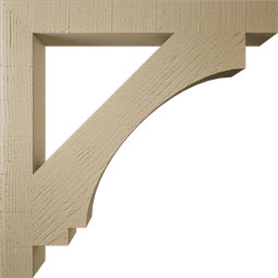Ekena Millwork - BKTUR035X30X30IMP05RCPR - Timberthane Faux Wood Imperial Style Bracket, Block Ends, 3 1/2"W x 30"D x 30"H, Primed Tan