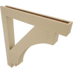 Ekena Millwork - BKTUR035X30X34IMP05RCPR - Timberthane Faux Wood Imperial Style Bracket, Block Ends, 3 1/2"W x 30"D x 34"H, Primed Tan