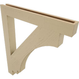 Ekena Millwork - BKTUR035X30X36IMP05RCPR - Timberthane Faux Wood Imperial Style Bracket, Block Ends, 3 1/2"W x 30"D x 36"H, Primed Tan