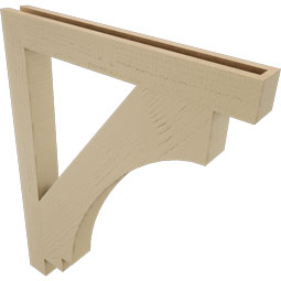Ekena Millwork - BKTUR035X30X38IMP05RCPR - Timberthane Faux Wood Imperial Style Bracket, Block Ends, 3 1/2"W x 30"D x 38"H, Primed Tan