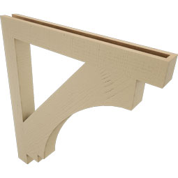 Ekena Millwork - BKTUR035X32X36IMP05RCPR - Timberthane Faux Wood Imperial Style Bracket, Block Ends, 3 1/2"W x 32"D x 36"H, Primed Tan