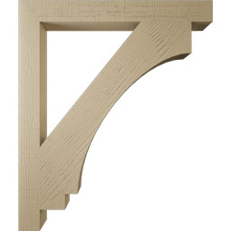 Ekena Millwork - BKTUR035X32X38IMP05RCPR - Timberthane Faux Wood Imperial Style Bracket, Block Ends, 3 1/2"W x 32"D x 38"H, Primed Tan