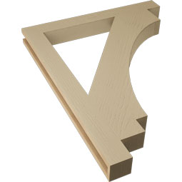 Ekena Millwork - BKTUR035X32X40IMP05RCPR - Timberthane Faux Wood Imperial Style Bracket, Block Ends, 3 1/2"W x 32"D x 40"H, Primed Tan