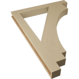 Ekena Millwork - BKTUR035X32X44IMP05RCPR - Timberthane Faux Wood Imperial Style Bracket, Block Ends, 3 1/2"W x 32"D x 44"H, Primed Tan