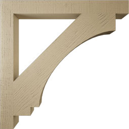 Ekena Millwork - BKTUR035X34X34IMP05RCPR - Timberthane Faux Wood Imperial Style Bracket, Block Ends, 3 1/2"W x 34"D x 34"H, Primed Tan