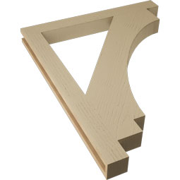 Ekena Millwork - BKTUR035X34X42IMP05RCPR - Timberthane Faux Wood Imperial Style Bracket, Block Ends, 3 1/2"W x 34"D x 42"H, Primed Tan